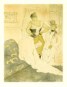 "Femme en Corset, Conquete de passage" (Woman fastening corset, passing conquest)
